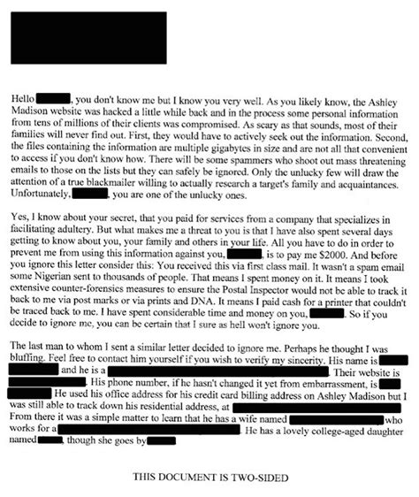 an ashley madison user received a terrifying blackmail letter
