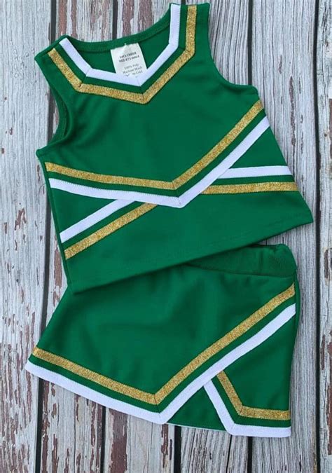 kelly green gold cheer uniform customized cheerleading etsy