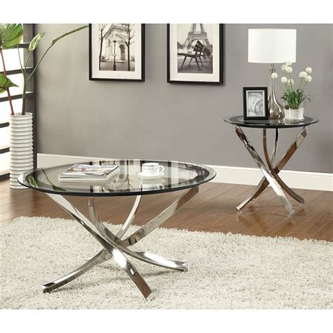 Coaster Metal And Glass End Table In Chrome 702587