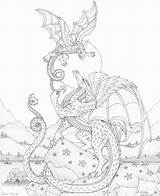 Coloring Pages Adult Dragon Dragons Fairy Colouring Deviantart Books Sheets Fantasy Drawings Mythical Swandog Printable Grown Ups Flight First Animal sketch template