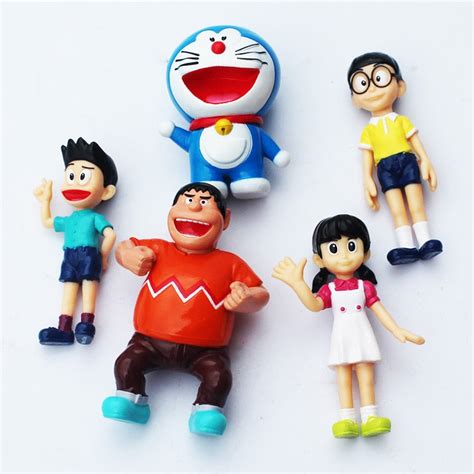 5pcs Set Doraemon Figures Nobita Sizuka Takeshi Pvc Figure Doll Toys 5