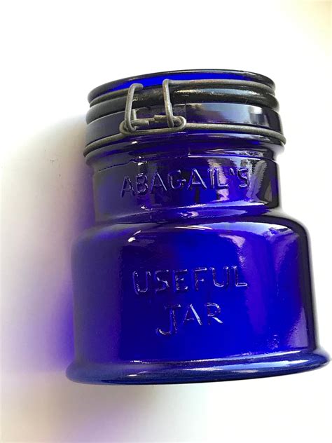 Vintage Cobalt Blue Glass Canister Jar Heavy Glass Made In Italy