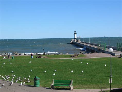 Duluth Mn Looking Out Twords The Pier To Lake Superior Photo