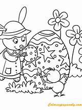 Chick Painting Eggs Rabbit Pages Coloring Online Bunny Easter Color Coloringpagesonly sketch template
