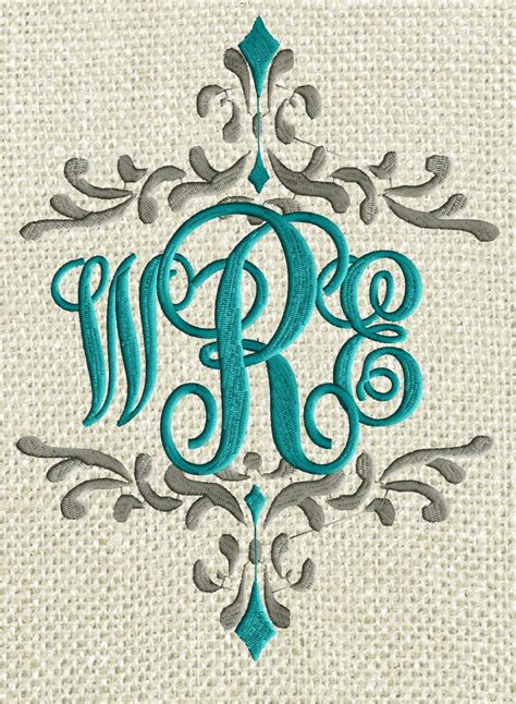 scripty monogram font embroidery file  letters  sizes