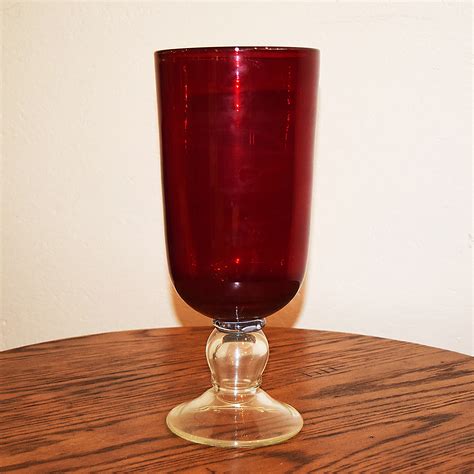 red glass vase  clear pedestal ritas furniture decor owenton ky