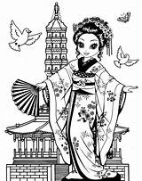 Coloring Pages Geisha Getcolorings sketch template