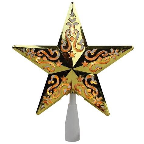northlight   gold star cut  design christmas tree topper clear lights