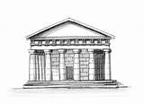 Tempel Griechischer Grec Griekse Dorische Hintergrund Illustratie sketch template