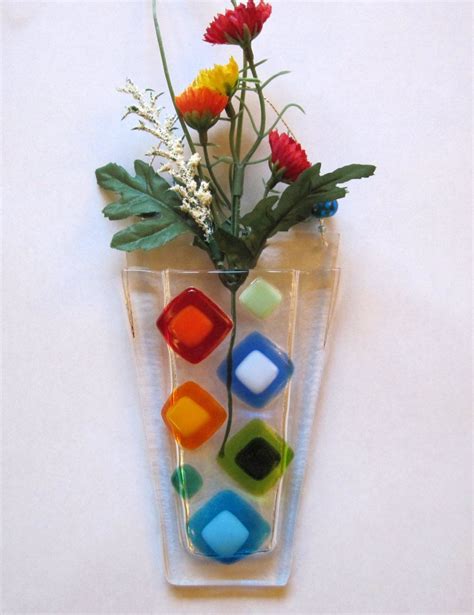 Fused Glass Wall Vase Fused Glass Flower Vase Wall Hanging