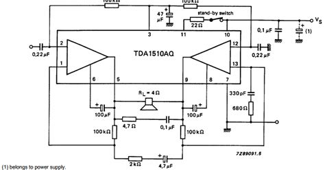 schematic diagram   btl      stereo car radio power amplifier