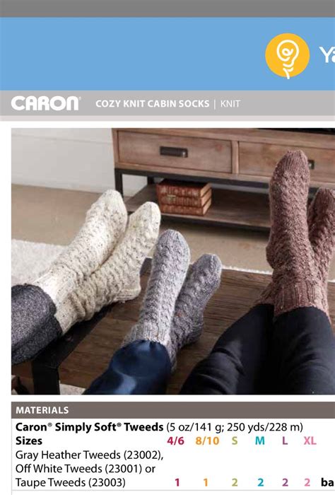 Site Master Cabin Socks White Tweed Caron Cozy Knits Knitting