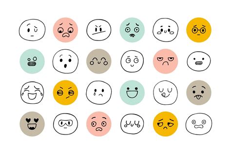 set  smiley faces emoji smile face doodles emotion faces smiley