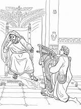 Saul Harp Davi Arpa Tocando Plays Desenho Spares Colorear Ausmalbild König Bibel Zum sketch template