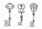 Skeleton Victorian Key Clipart Keys Sketch Drawing Fleur Drawings Tattoo Coloring Illustration Choose Board Adult Adorned Medieval Clipground sketch template