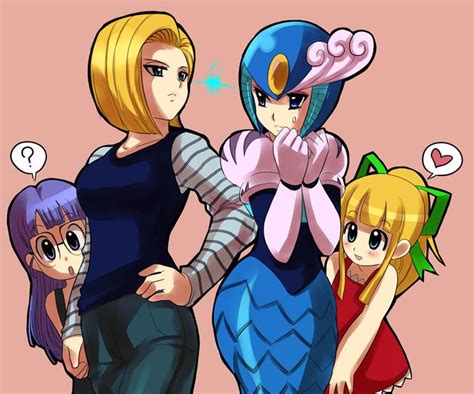 safebooru 4girls android 18 bangs blonde hair blue eyes clenched
