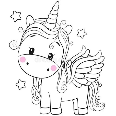 unicorn outlined  coloring book isolated   white background cute