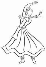 Kathak Dancer Pencil Dancers Doll Classical Newest Colouring Garba sketch template