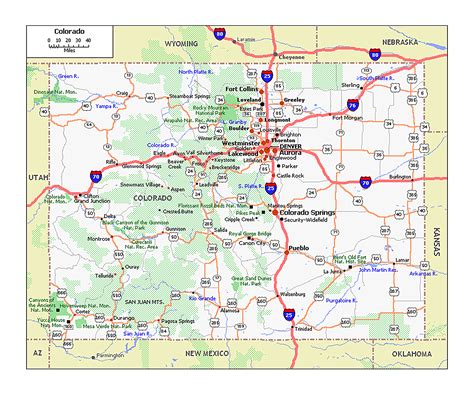 large roads  highways map  colorado state colorado state usa
