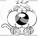 Cute Kitten Coloring Cartoon Napping Clipart Outlined Vector Thoman Cory Royalty Clipartof sketch template