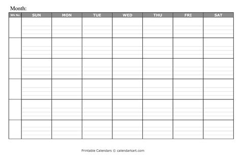 printable blank calendar templates undated