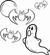 Ghost Coloring Kids Printable Bats Pages Halloween sketch template