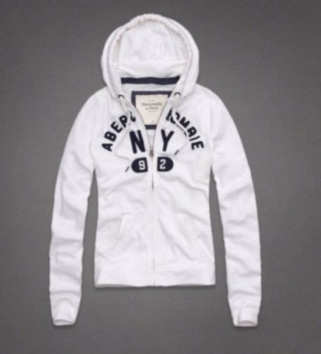 abercrombie fitch a f hollister jenny hoodie white m womans sweatshirt ebay hoodies sweater