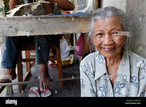 Portrait Of Indonesian Old Woman In Yogyakarta Java Indonesia Stock