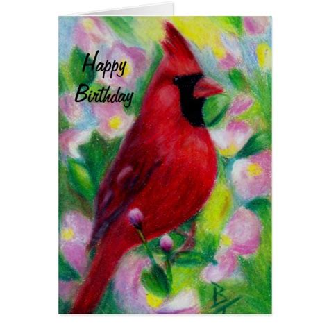 cardinal aceo birthday card zazzle