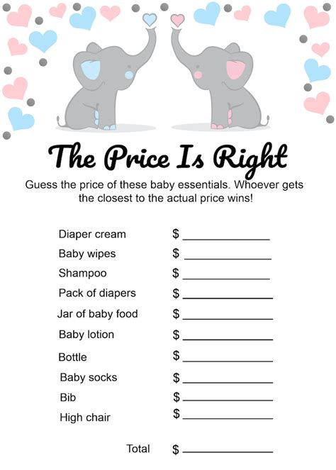 price   baby shower game virtual  price   baby shower game  print lil