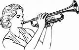 Trumpet Playing Clipart Woman Svg Openclipart Eps Vectors Ai Premium sketch template