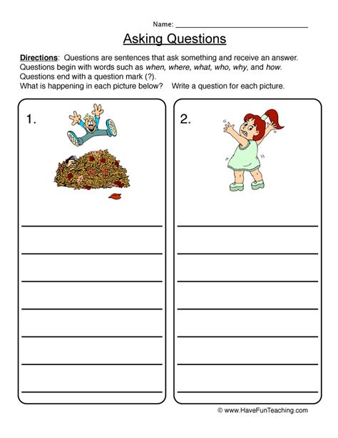 writing questions worksheet  fun teaching