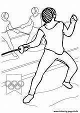 Olympic Coloring Games Fencing Pages Printable Color sketch template