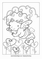 Valentine Colouring Angel Pages sketch template
