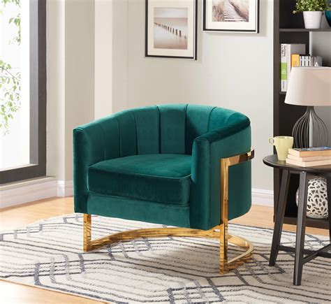 meridian furniture carter contemporary green velvet accent chair green
