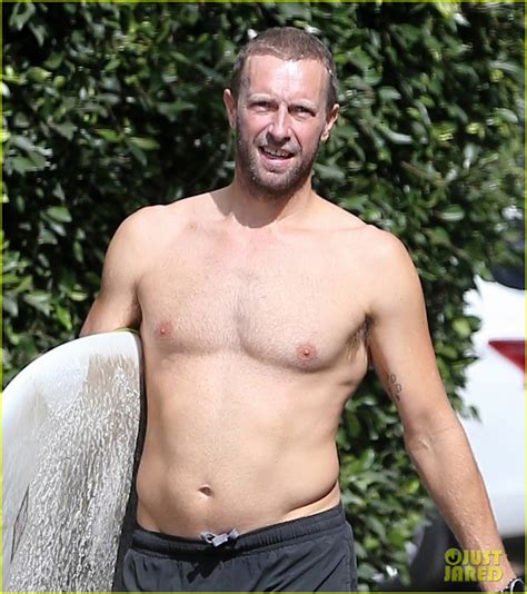 Chris Martin Goes Shirtless While Surfing In Malibu