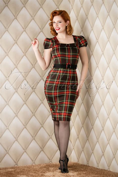 betty check pencil dress