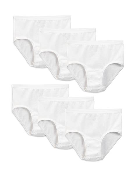 Girls White Cotton Brief Panty 6 Pack