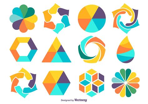 colorful shape set   vector art stock graphics images