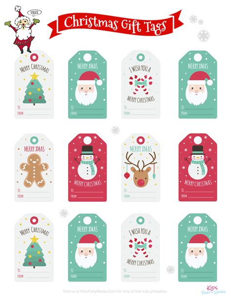 christmas printable tags kidspartyworkscom kids christmas gift