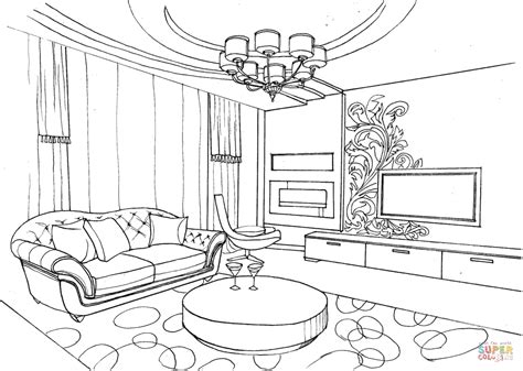 living room sheet preschool coloring pages