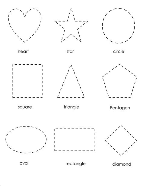 printable shape tracing worksheet learning practice worksheet