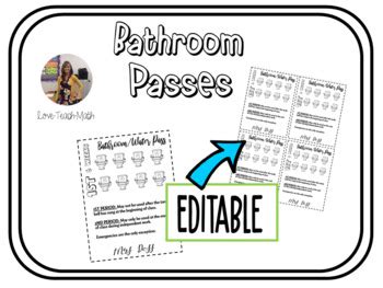 printable bathroom passes  love teach math teachers pay teachers