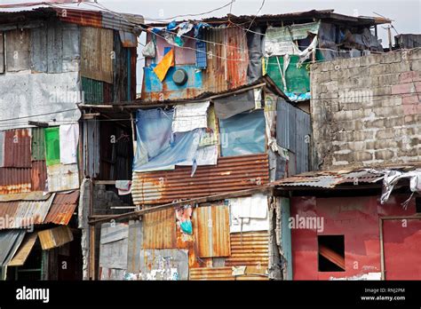poverty   streets  manila  capital   philippines stock