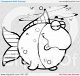 Drunk Goldfish Outlined Coloring Clipart Cartoon Vector Thoman Cory sketch template