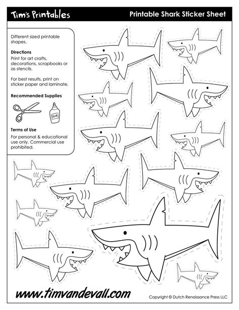 printable shark templates  shark shapes  kids