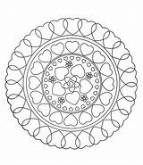 Mandala Mandalas Hearts Coloring Pages Color Adults Valentine Relaxation sketch template