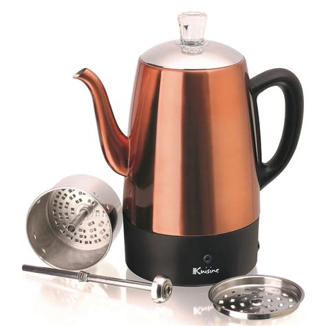 euro cuisine  stainless steel electric coffee percolator  cups
