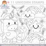 Unicorn Stamp Digi Stamps Pages Coloring Digital Commercial Use Seethis Clipart Cute sketch template