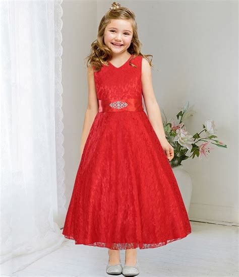 Red Dress For Teen Girls Embroidered Flower Girls Dresses